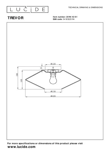 Lucide TREVOR - Flush ceiling light - Ø 42 cm - 1xE27 - Opal - technical